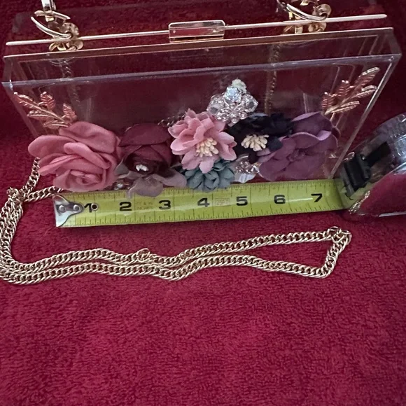 Floral & acrylic evening shoulder bag/clutch - Picture 8 of 10